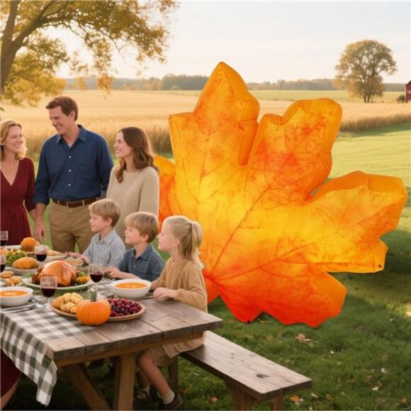 7ft Maple Leaf Inflatable with LED Light Thanksgiving Fall Blow up Yard - Picture 5 of 8